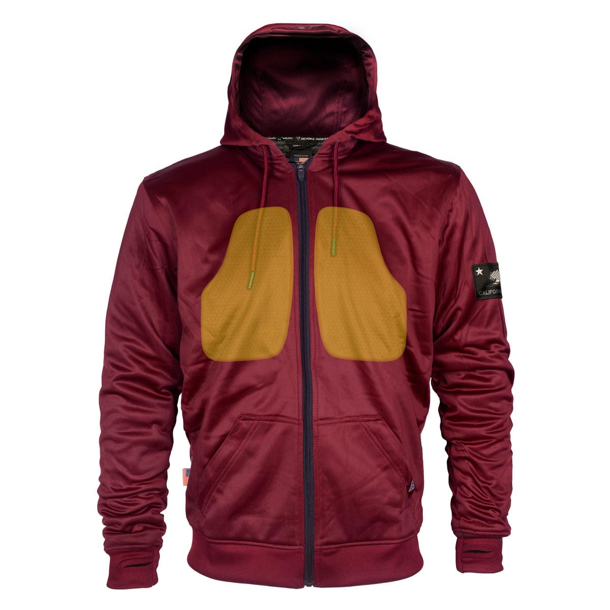 Red Maroon Solid Ultra Protective Hoodie with Pads - REVRides