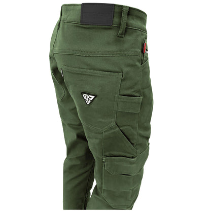 Relaxed Fit Cargo Pants - Army Green with Pads - REVRides