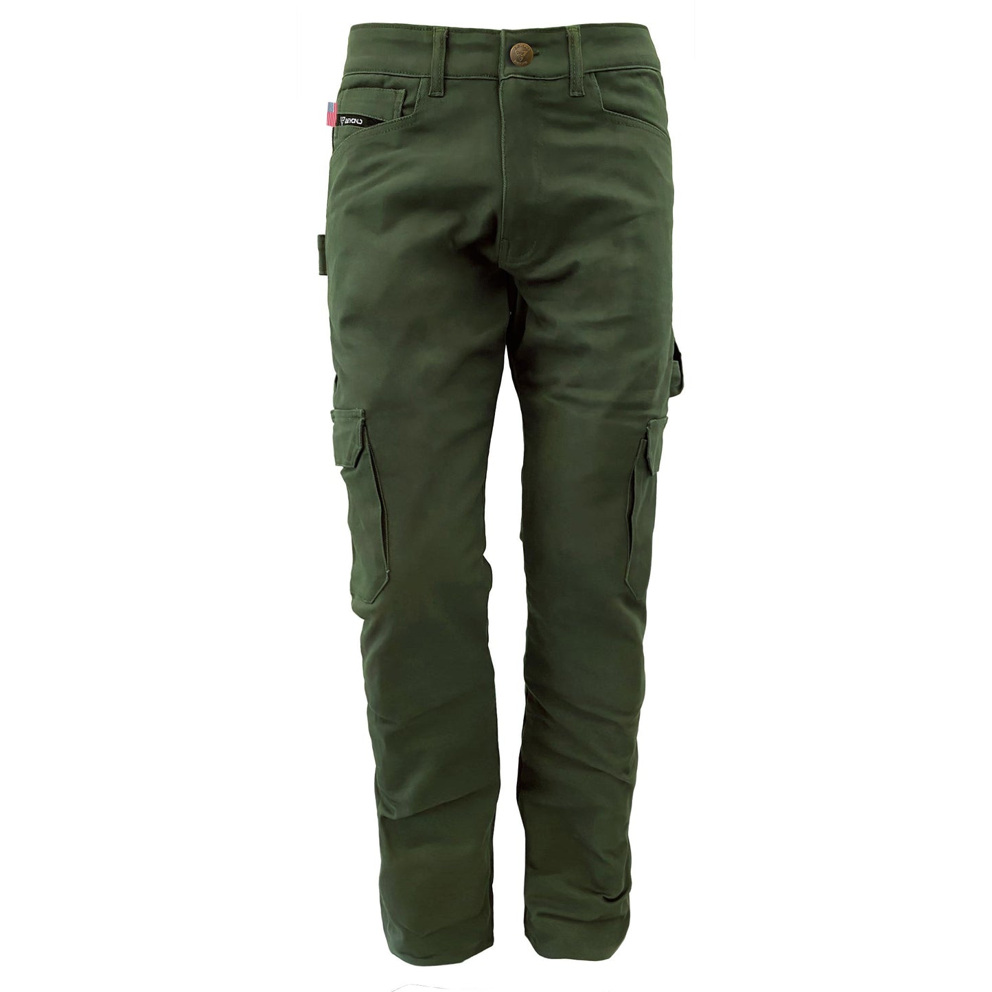 Relaxed Fit Cargo Pants - Army Green with Pads - REVRides