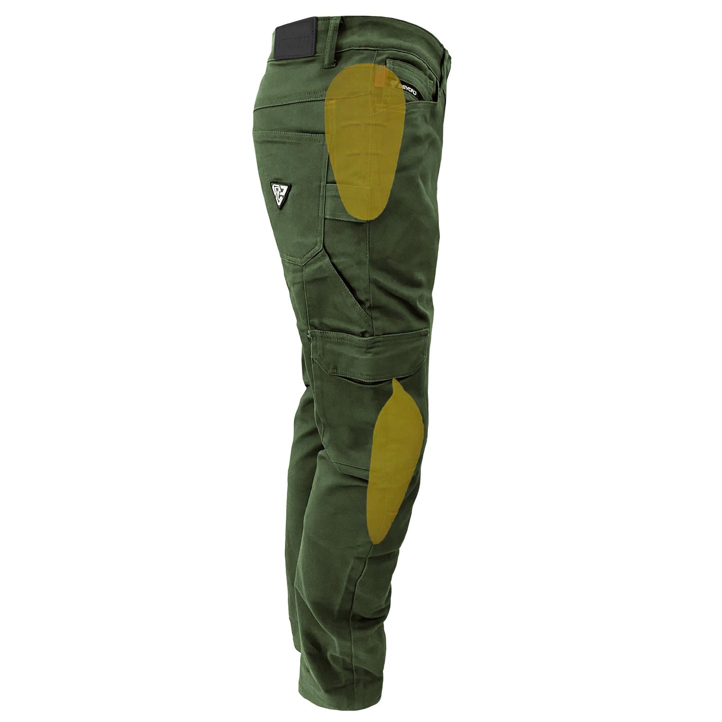 Relaxed Fit Cargo Pants - Army Green with Pads - REVRides