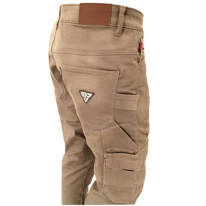 Relaxed Fit Cargo Pants - Khaki Solid with Pads - REVRides