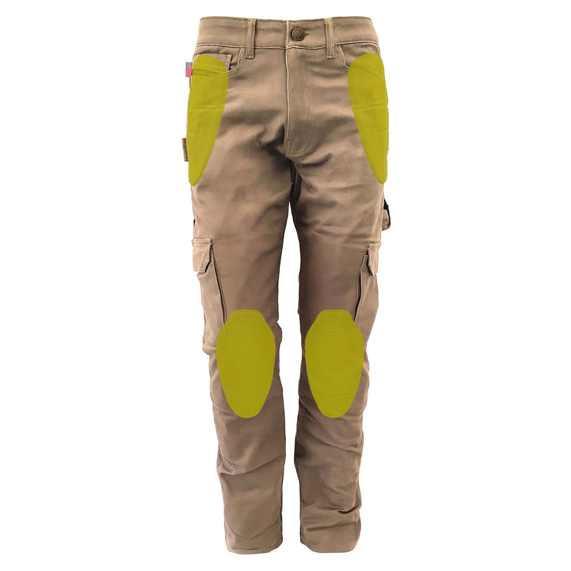 Relaxed Fit Cargo Pants - Khaki Solid with Pads - REVRides