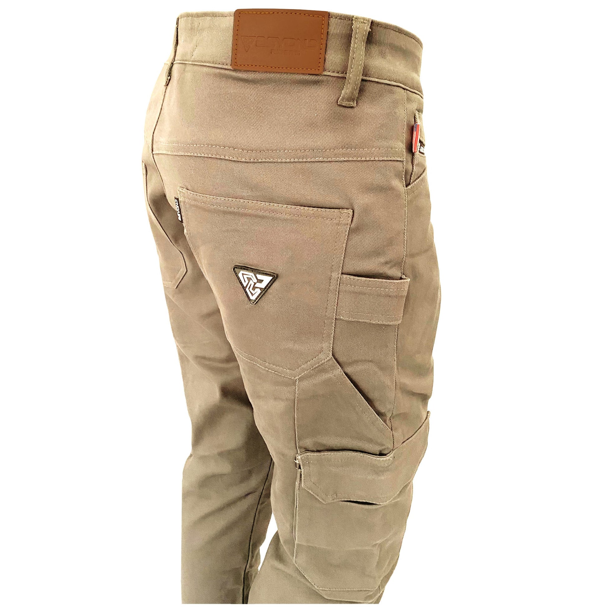 Loose Fit Cargo Pants - Khaki Solid with Pads - REVRides