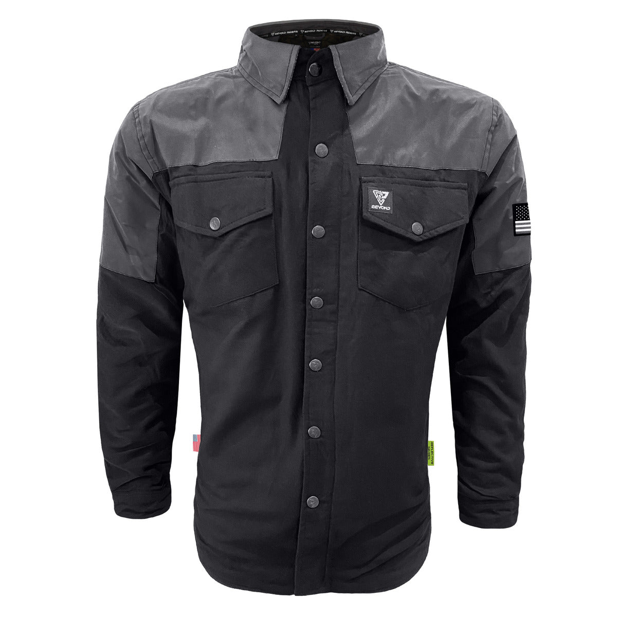 Flannel Reflective Shirt "Nightfall Nebula" - Black with Pads - REVRides