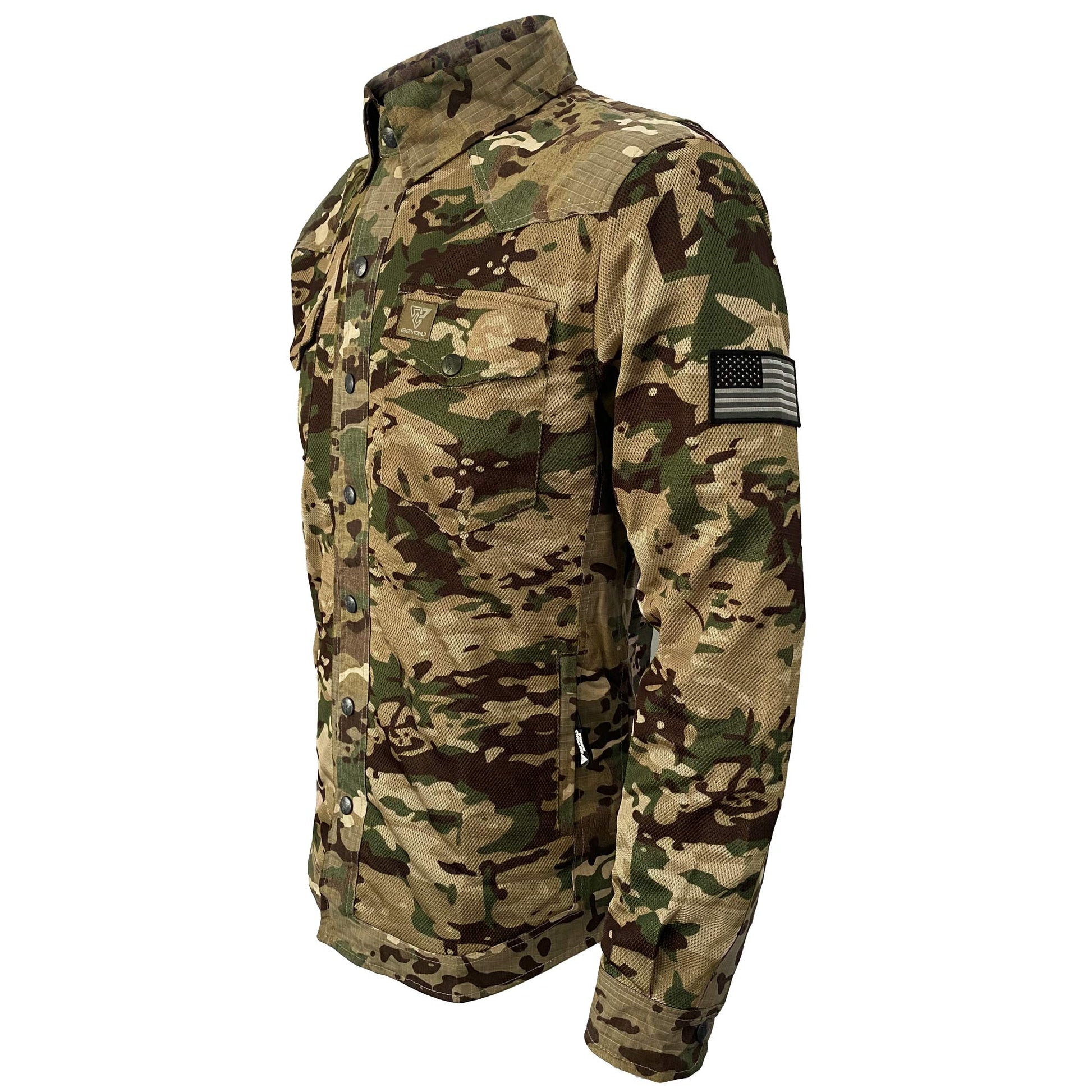 Summer Mesh Protective Camouflage Shirt "Delta Four" - Light Camouflage with Pads - REVRides