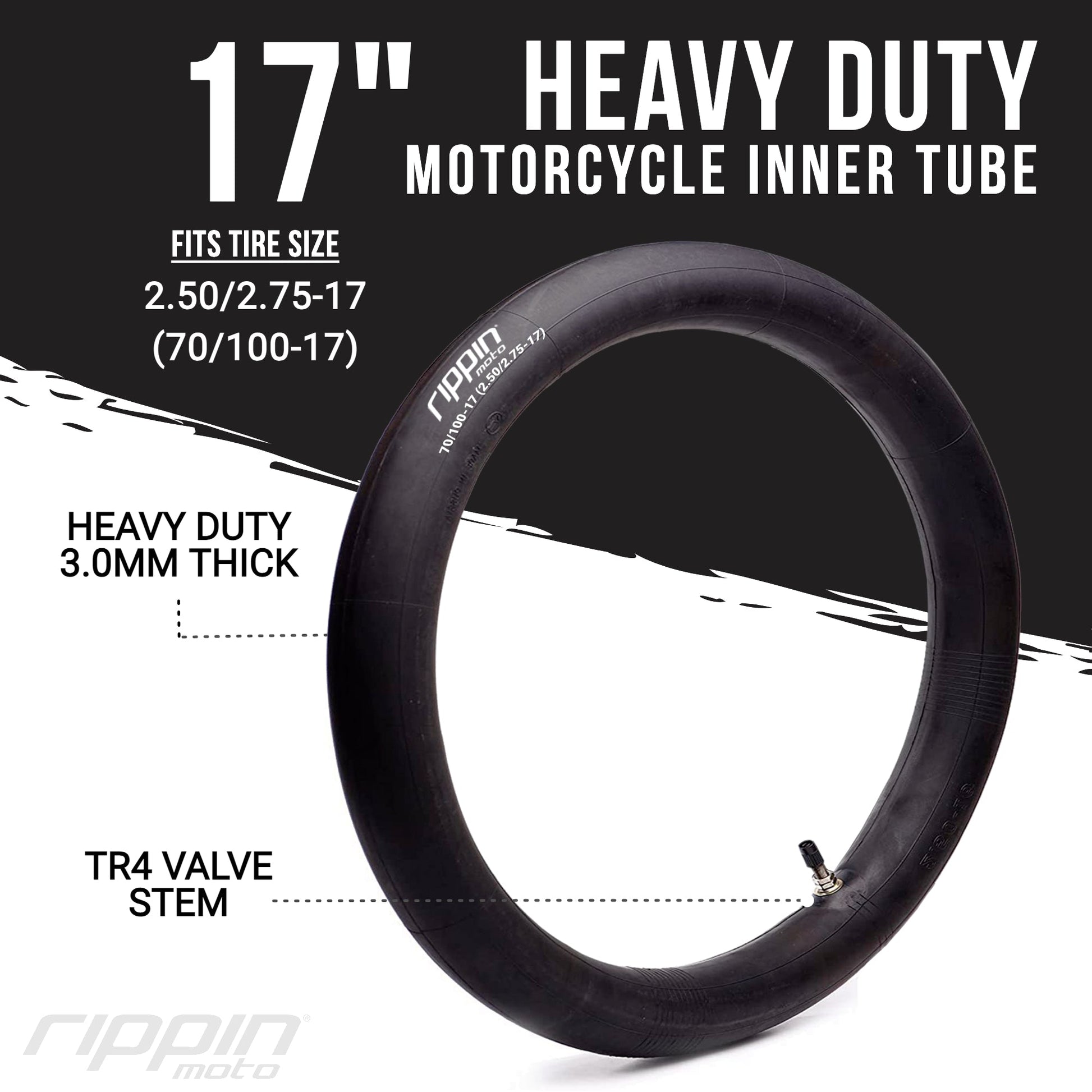 70/100-17 (2.50/2.75-17) Heavy Duty 17" Inner Tube 3mm Thick - REVRides