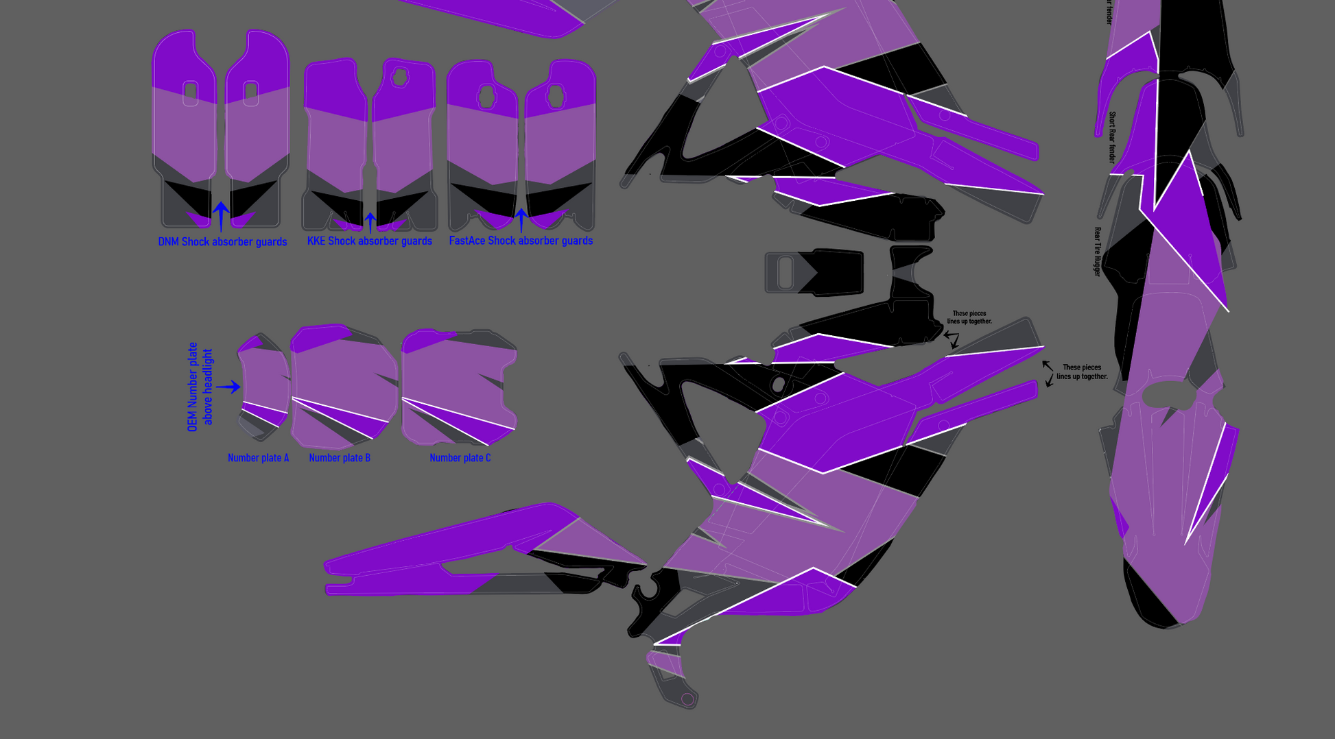 Geometric Camo Purple / Light Purple Pink-ish / Black  for Sur Ron, Segway / Decal set - REVRides