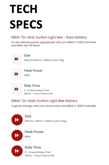 EBMX High Power Batteries for Sur Ron LBX - REVRides