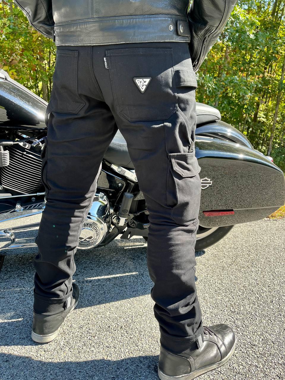 Straight Leg Cargo Pants - Black with Pads - REVRides